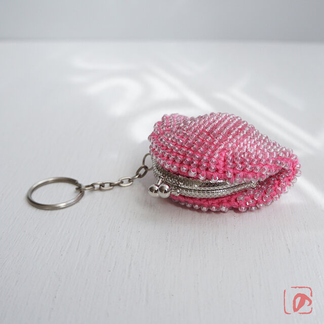 ばあば☆ガラスビーズのちびがま（紫薇花・2048）