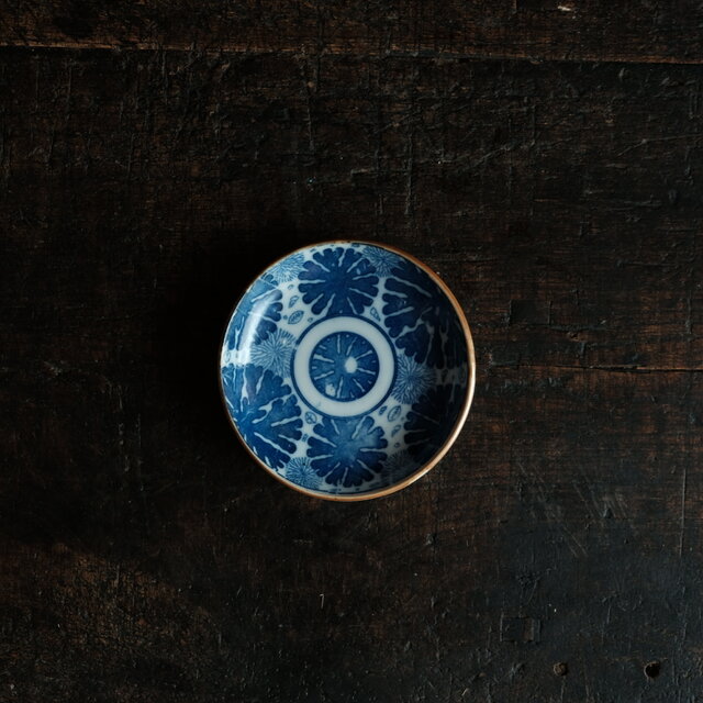 珊瑚尽くし◆時代物　珊瑚文印判小皿　骨董・antiques　古道具　丁寧な暮らしに。明治~大正期