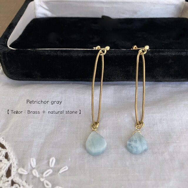 Teżor：アクアマリンの雫のピアス