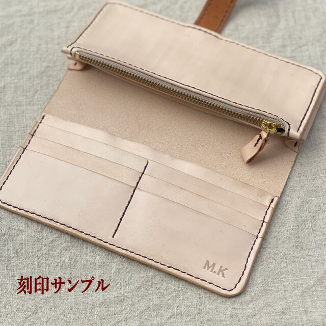 レザー二つ折り財布 牛ヌメ革製 コインもたっぷり入る本革コンパクト