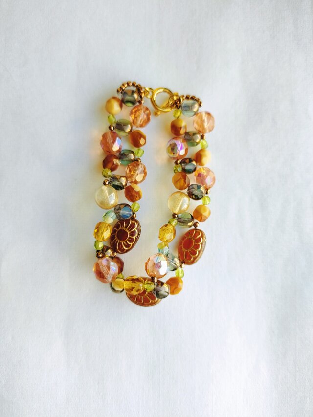 暖かい暖炉色キャラメルブラウンのキャンディブレスレット