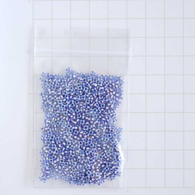 (11g) ヴィンテージ ベネチアンシードビーズ 9/0 ブルーストライプ