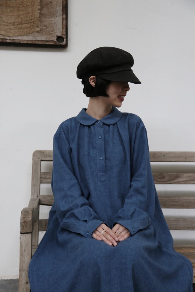 大人の上品な可愛らしさを演出 丸襟ワンピース ロングワンピース