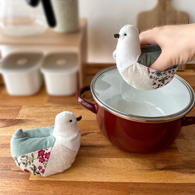 小鳥の鍋つかみ＊アートグリーン