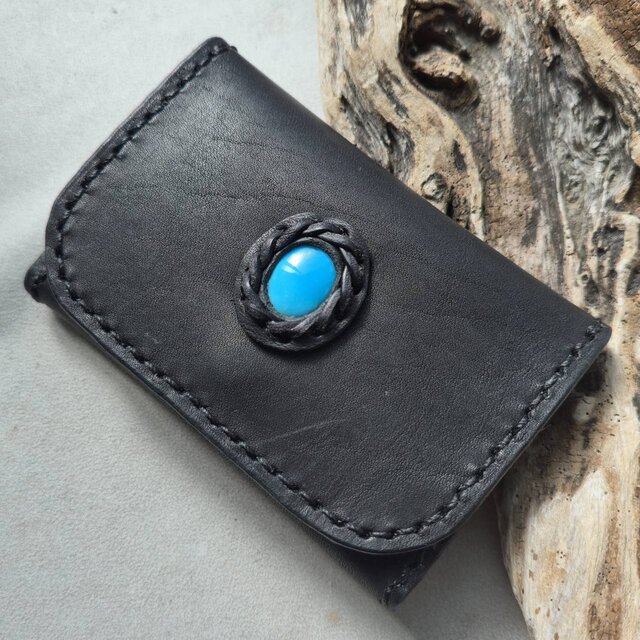 栃木レザーのキーコインケース スリーピングビューティターコイズ