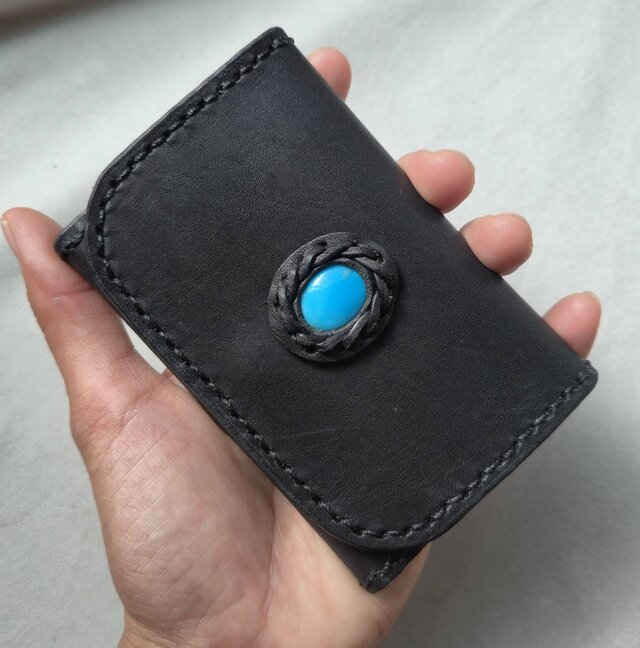 栃木レザーのキーコインケース スリーピングビューティターコイズ  