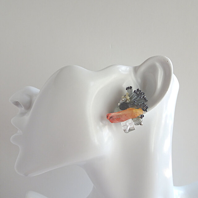 氷柱モザイク//オータムオレンジ//イヤリング