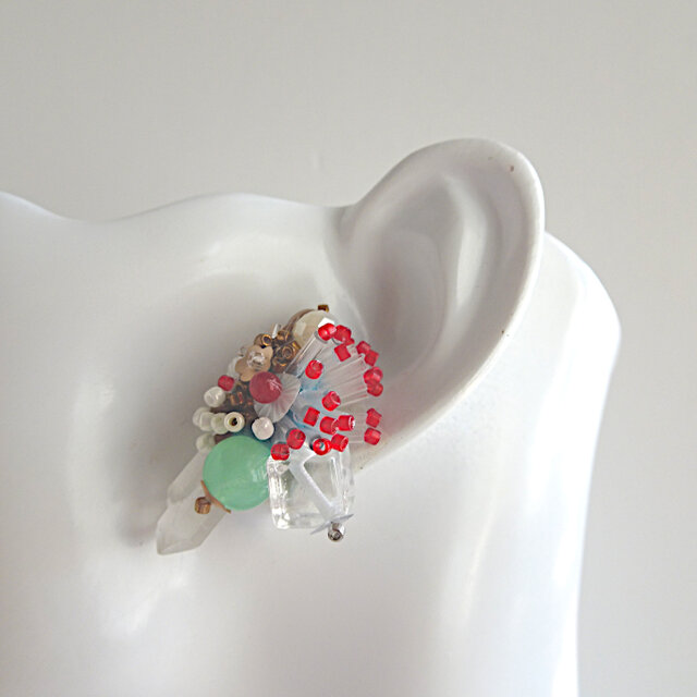 氷柱モザイク//オータムレッド//ピアスorイヤリング