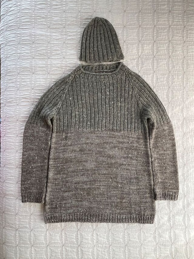 草木染　森ガール風ロングセーター　トンガリ帽付き　