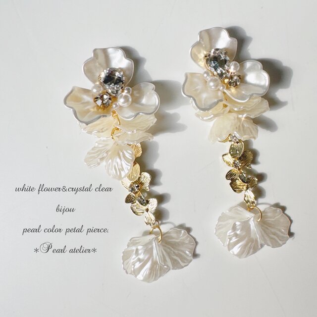 YG 三連 フラワー ピアス cohaco_rk0063