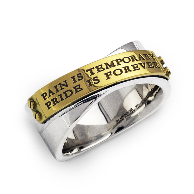 K18ゴールド/英文字 プレート メンズリング/シルバー925 つけっぱなし/男性へのプレゼント/fc138k