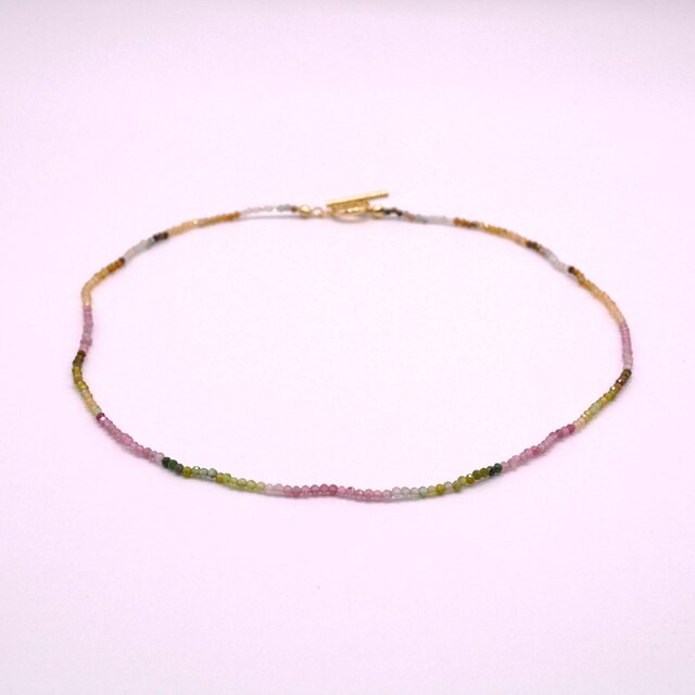 アンティークカラーミックストルマリンの繊細ネックレス＊42ｃｍ＊2mm◆送料無料♪