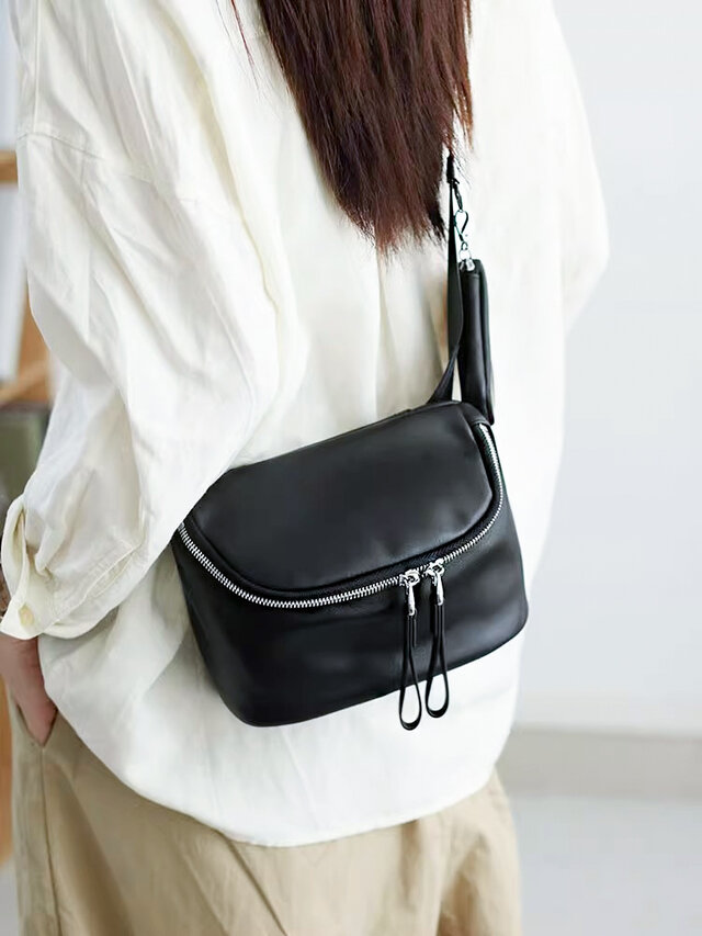 本革 ナッパレザー ボディバッグ ミニショルダー ブラック 男女兼用