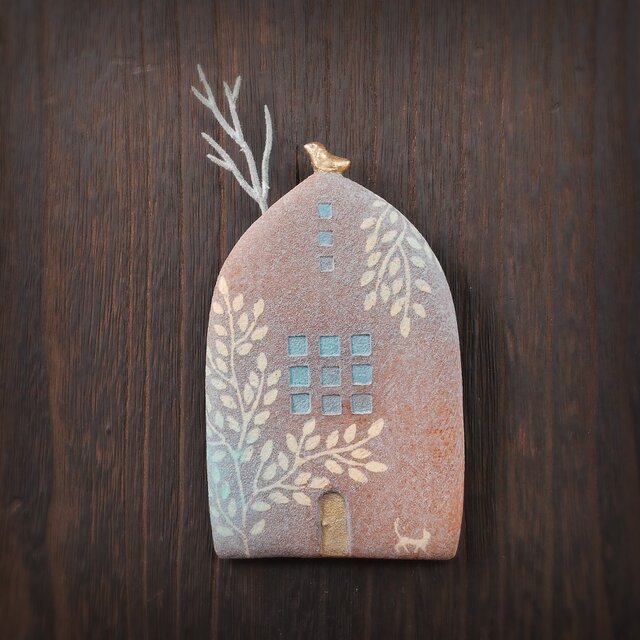 小鳥とおうち 壁掛け no.23  smoky blue