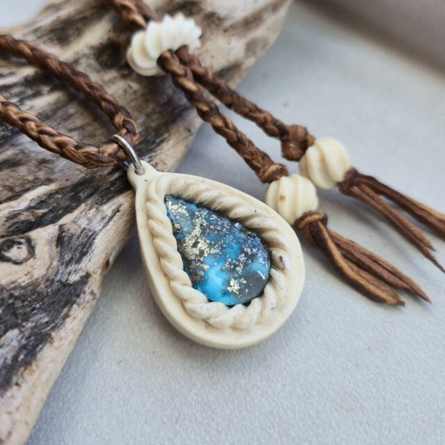 鹿の角 ペルシアンターコイズのペンダント#7 鹿の角 ペルシアンターコイズのペンダント#7 鹿の角 ペルシアン