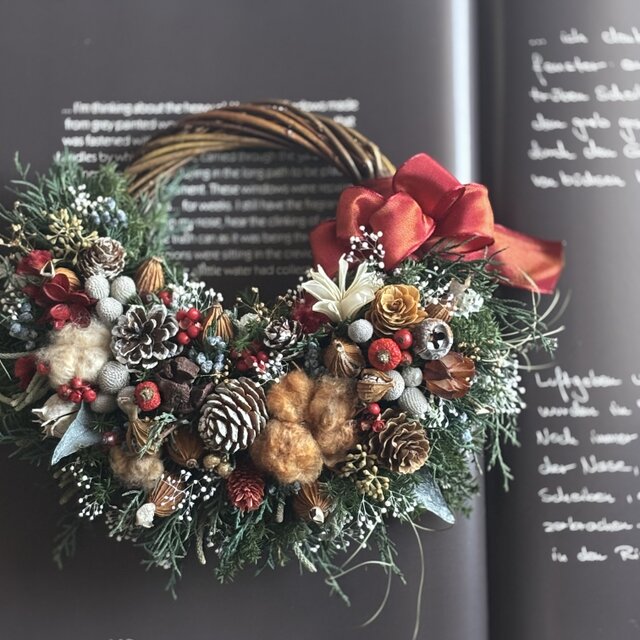 NO143 たっぷり木の実とプリザのHalloween リース⸜❤︎⸝‍ NO143