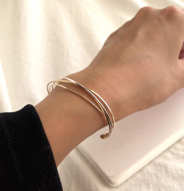 14kgf×silver925 diagonal bangle バングル 4連 | iichi 日々の暮らし