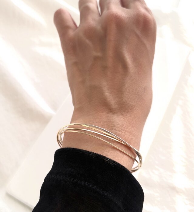 14kgf×silver925 diagonal bangle バングル 4連 | iichi 日々の暮らし