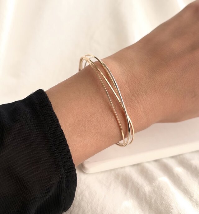 14kgf×silver925 diagonal bangle バングル 4連 | iichi 日々の暮らし