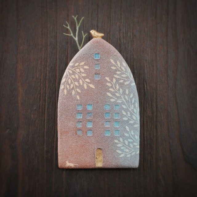 小鳥とおうち 壁掛け no.25 smoky blue