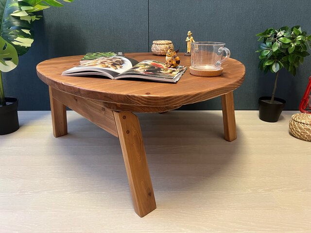 【送料無料】 ローテーブル おにぎり 約70cm 杉 ブラウン 折り畳み 木組脚 送料無料】 ローテーブル おにぎり 約70cm 杉 ブラウン 折り畳み 木組