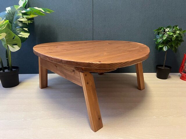 【送料無料】 ローテーブル おにぎり 約70cm 杉 ブラウン 折り畳み 木組脚 送料無料】 ローテーブル おにぎり 約70cm 杉 ブラウン 折り畳み 木組