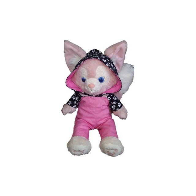 リーナベル コスチューム Ｓサイズ 耳開きパーカーTシャツ ＆ サロペット セット (ブラック＆ピンク) (FELICE-L9)