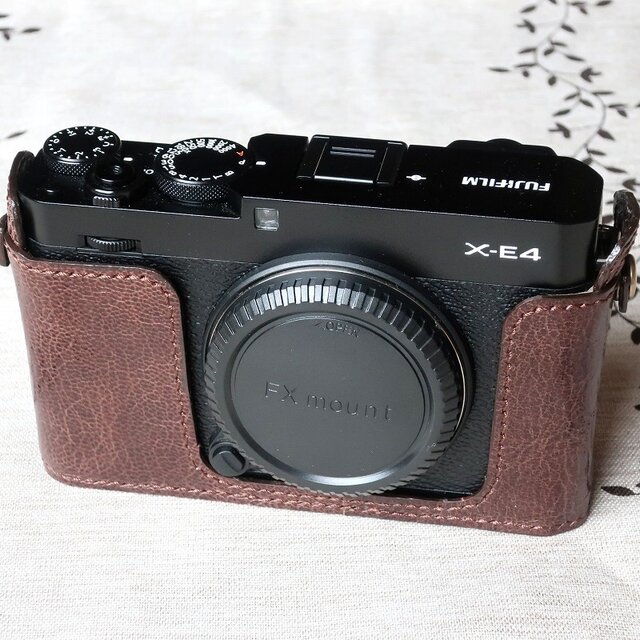 【売約済み】富士フイルム X-E4用 カメラケース 本革ハンドメイド ダークグレー #159