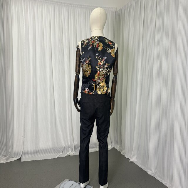 ブラック タキシード ジャケット、ベスト、パンツの3点セット 