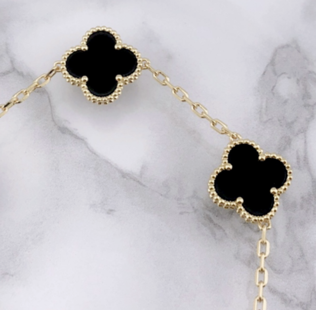 クローバー ブレスレット オニキス 5p クローバー ブレスレット シルバー×ブラックオニキス風【10mm】 | ASK