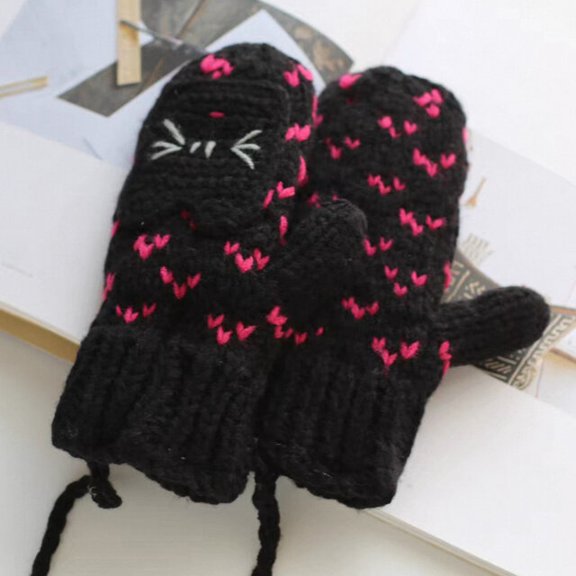 ニット手袋/ /裏起毛/冬/編み物/ハンドメイド/ニットミトン手袋/クリスマス