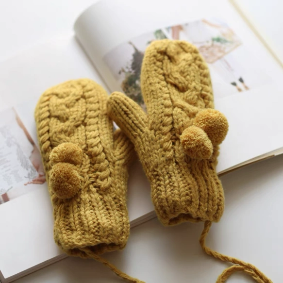 ニット手袋/ /裏起毛/冬/編み物/ハンドメイド/ニットミトン手袋/クリスマス