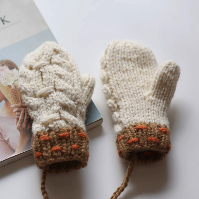 ニット手袋/ /裏起毛/冬/編み物/ハンドメイド/ニットミトン手袋/クリスマス