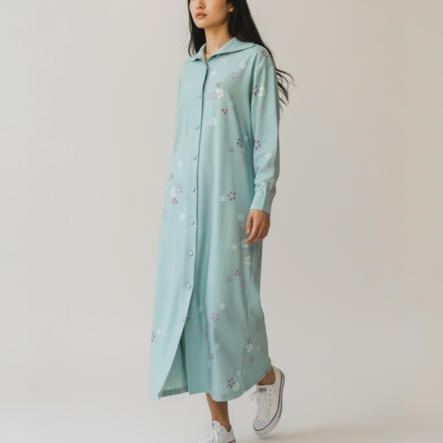 大人のセーラーカラー　ワンピース【送料込み】着物リメイク　ブルー