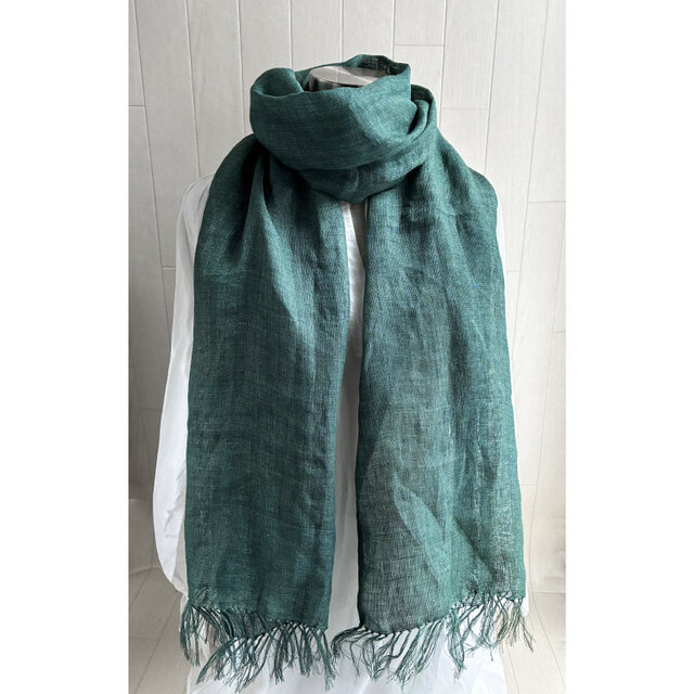 秋 数量限定 イタリアンリネン シングルガーゼのストール ダーク