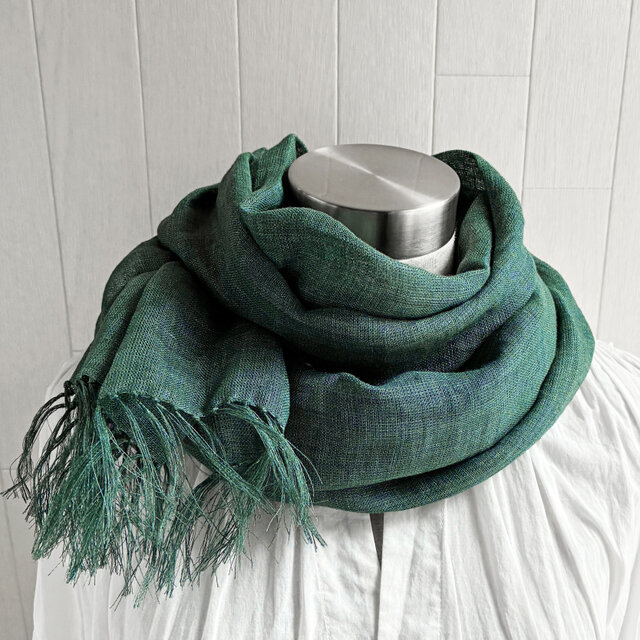 秋 数量限定 イタリアンリネン シングルガーゼのストール ダーク