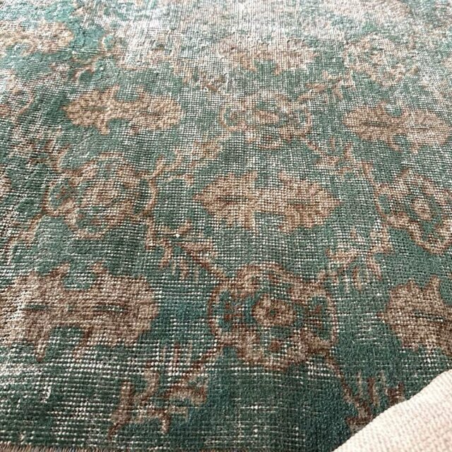 108.5×195擦れ強め　グリーンボタニカル　シャビーなトルコヴィンテージラグ 108.5×195擦れ強め グリーンボタニカル シャビーなトルコ