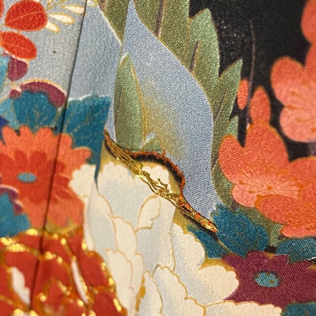 和洋折衷 黒留袖 着物 リメイク ワンピース ドレス 洗える 化繊 黒場に