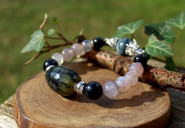 ドラゴンヴェインアゲート、アイオライト、オブシディアン、キャッツ