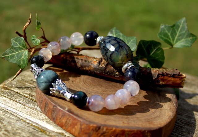 ドラゴンヴェインアゲート、アイオライト、オブシディアン、キャッツ