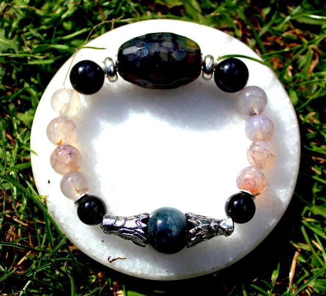 ドラゴンヴェインアゲート、アイオライト、オブシディアン、キャッツ