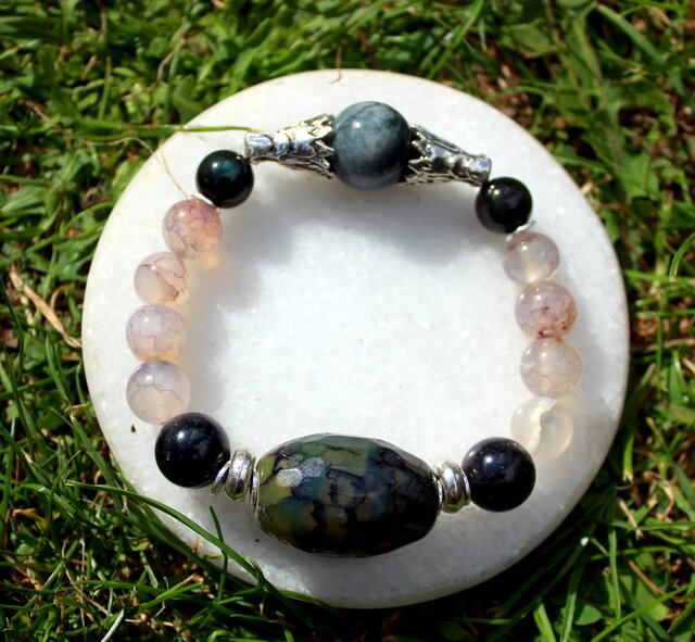 ドラゴンヴェインアゲート、アイオライト、オブシディアン、キャッツ