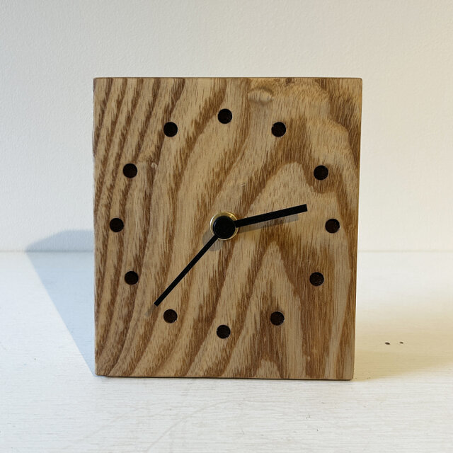 置時計／タモ・板目