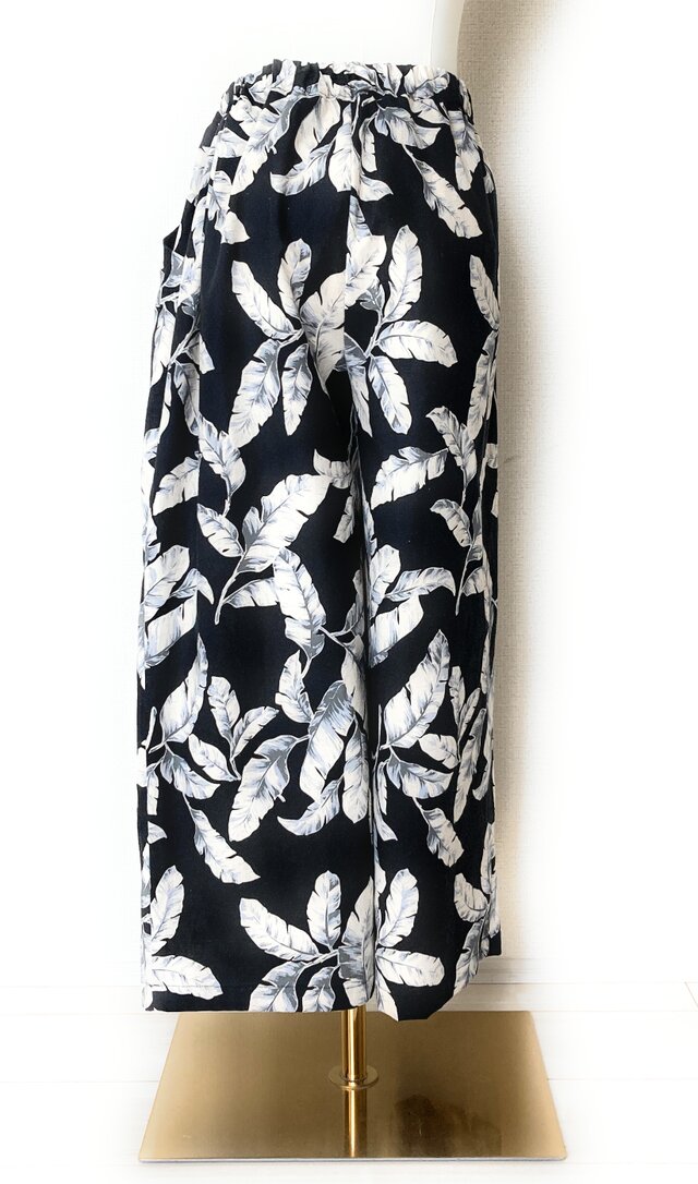 ハワイアン ワイド パンツ リーフ柄 ブラック [mwp2-271M] | iichi  