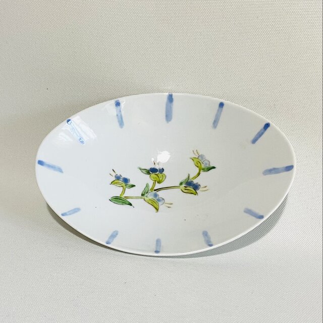舟型小皿　ブルーライン　麦絵のコピー