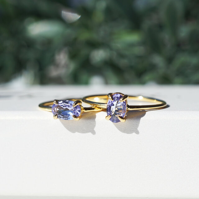 タンザナイト6mmのオーバルファセット爪留めリング・縦横可　～キリマンジャロの夕暮れ