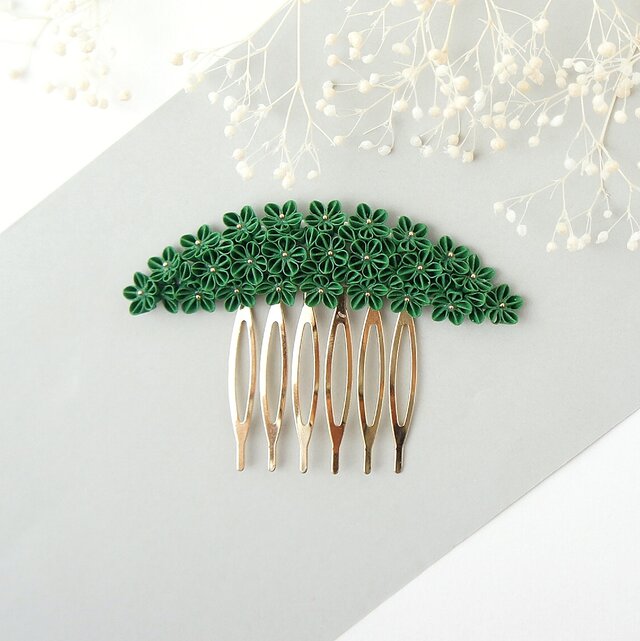 着物小物 3点セット 「 クラシックグリーン 」 ヘアコーム