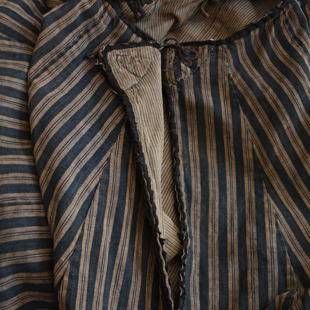 19世紀　野良着　襤褸　道中合羽　ベロア　襟　インディゴ　アンティーク　骨董 道中合羽 野良着 襤褸 インディゴ ベロア 襟 19世紀 骨董 アンティーク