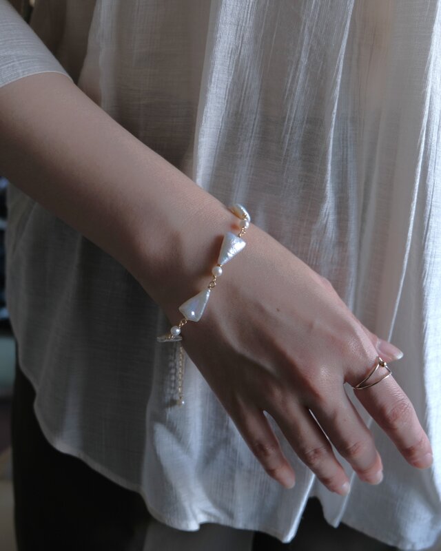 triangle pearl bracelet 淡水三角バロックパール 真珠 ブレスレット
