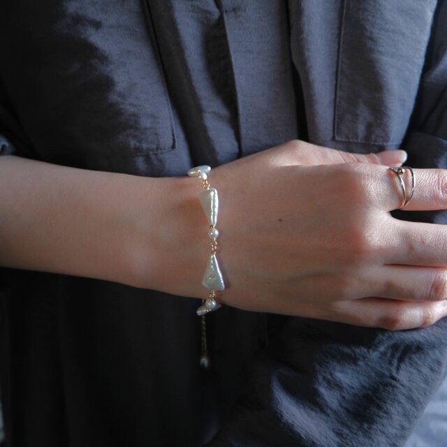 triangle pearl bracelet 淡水三角バロックパール 真珠 ブレスレット